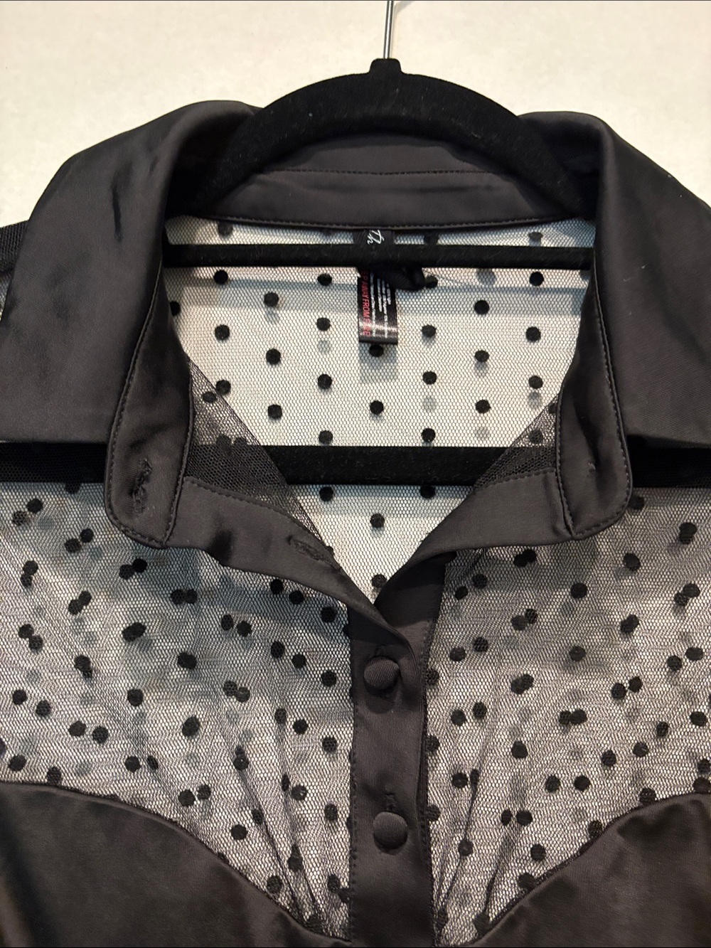 Thistle and Spire - Meserole Polka dot mesh long sleeve bodysuit. Small. Black - Picture 3 of 14